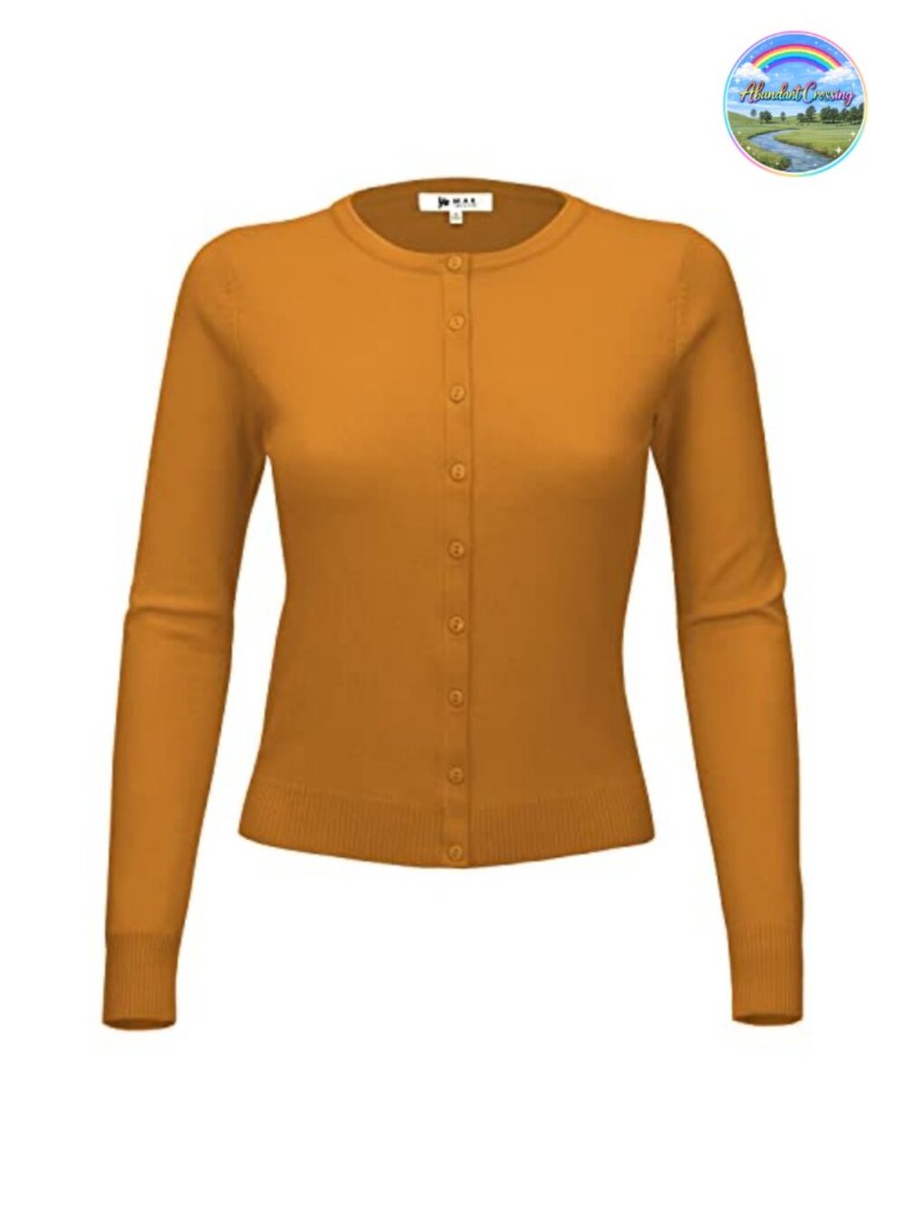 Women's Long Sleeve Crewneck Button-Down Knit Cardigan Sweater